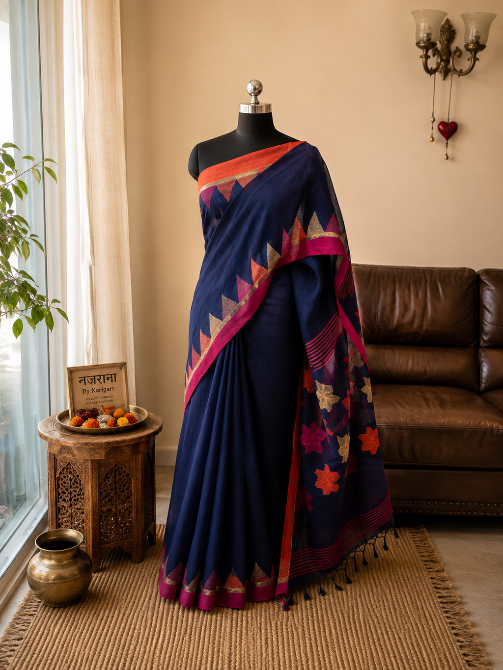 Jayshree Linen Temple Border
