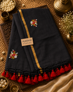 Mul Cotton Bullian Hand Work Saree